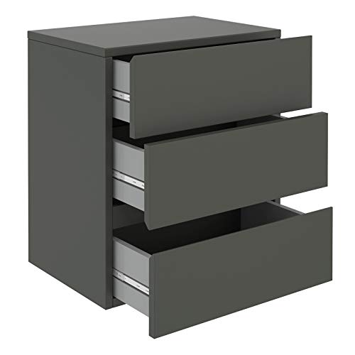 CARO-Möbel Nachtkommode Anno Wandregal Nachtschrank hängend mit 3 Schubladen in grau