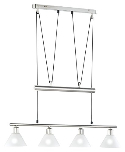 Trio-Leuchten 3751041-07 Jojo-Balkenpendel, 4xE14,max.40W, Nickel matt, Glas opal matt weiß [Energieklasse n/a]