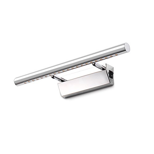 Spiegellampe Badlampe Badleuchte Spiegelleuchte Wandleuchte mit Schalter,180°Winkel-Einstellbar, Warmweiß 5W Edelstahl Led Badezimmerlampe für Bad Spiegel Leuchte, 40cm