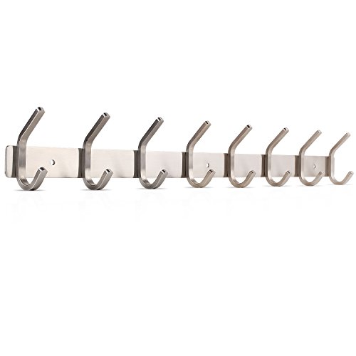 HOMFA Hakenleiste Kleiderhaken Edelstahl Doppelhaken Wandgaderobe Handtuchhalter Garderobenhaken Wandhaken Mehrzweckhaken mit 8 Haken