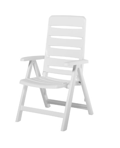 Kettler bequemer Klappstuhl Nizza für Terrasse, Garten und Balkon – 4-fach verstellbarer Gartenstuhl aus recycelbarem Kunststoff – wetterfester und UV-beständiger Multipositionssessel – weiß