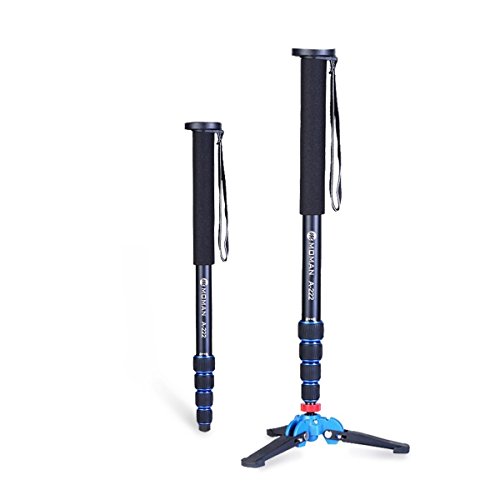 Moman Einbeinstativ Stativ Reisestativ mit Stativfuß, leichte tragbare Aluminiumlegierung Bergstock, 5 Abschnitte bis zu 165cm, 20 Grad neigbar 360 Grad drehbar 5-10kg Belastbarkeit für Kamera DSLR Camcorder