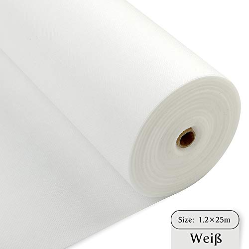 Tischdeckenrolle, 1.2 × 25M, Weiß, Einweg Vlies Stoffähnlich Tischdecke Rolle, Meterware Tischtuchrolle, Geeignet Für Geburtstag, Party, Deko
