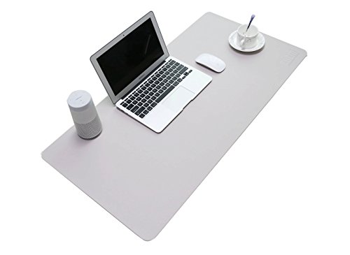 BUBM Office Komfort Leder Mauspad Extra groß Mous Mat Klassik Design Mousepad, Ultra Thin 2mm - 31.5 'x15.8' (Grau)