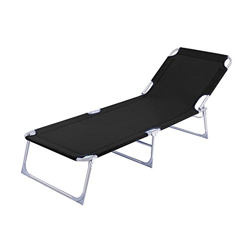 HENGMEI Klappbar Liegestuhl Sonnenliege Gartenliege Relaxliege Dreibeinliege, 188 x 67 x 24 cm (Schwarz)