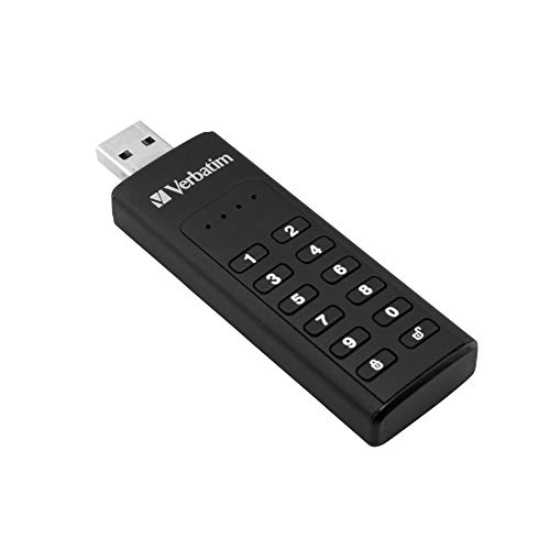 Verbatim Keypad Secure USB-3.0-Stick - 32 GB - Datenspeicher mit Passwortschutz, inkl. USB-A zu USB-A-Verlängerungskabel, schwarz, 49427