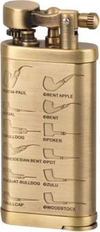 Pfeifenfeuerzeug 'Leonard' messing satin antik Sz mit Pfeifenstopfer, in Geschenkbox