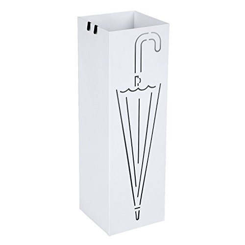 Songmics metall Schirmständer Regenschirmständer Wasserauffangschale und Haken werden verschenkt 15,5 x 49 x 15,5 cm weiß LUC01W