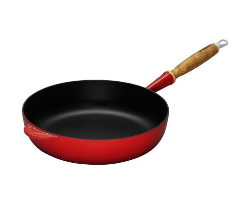 Le Creuset Gusseisen Sauté-Pfanne mit Holzgriff 28 cm, schwarz