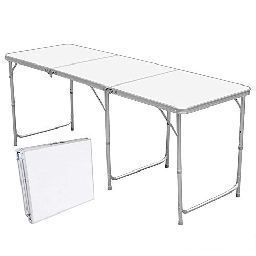 Nestling1.8M 6 ft Garten im Freien Aluminium tragbare Klapp Camping Picknick Party Feld Küche BBQ Tisch Extra Stärke Portable Indoor Outdoor- Weiß