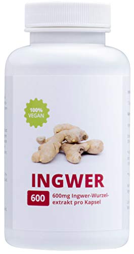 INGWER - 100% Vegan | Hochdosiert 600mg | Alleskönner | 90 Kapseln | Made in Germany