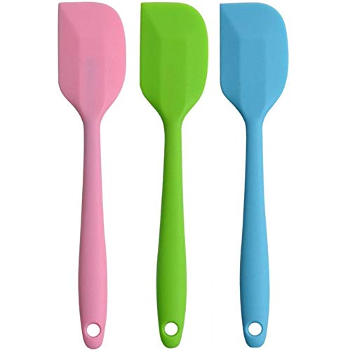 Pritogo Teigschaber-Set aus Silikon, 3-teilig, 21,5 cm mit Metallkern, BPA frei bis 220 Grad (Blau, Grün, Pink)