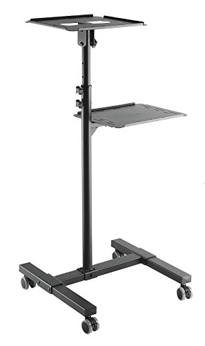 RICOO Beamertisch CZ0800 Projektorstand Projektorständer Wagen Standfuß Konferenz Messe Stand Neigbar Höhenverstellbar Universal Curved Laptoptisch Rollbar Halterung Beamer Regal Schwarz