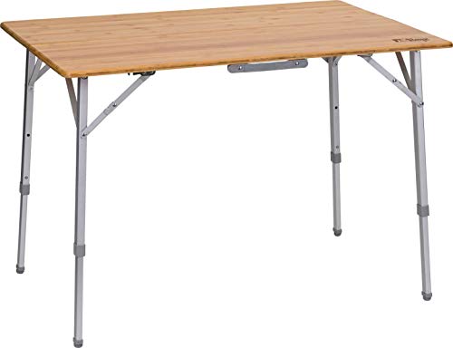 Berger Falttisch Carry Deluxe 100 x 72 cm Bambusplatte Höhenverstellbar Campingtisch