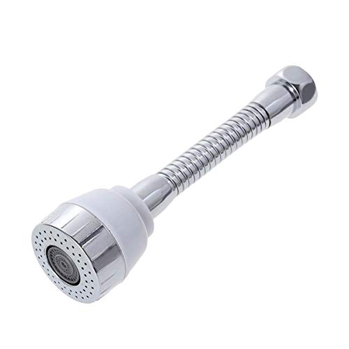 BESTONZON 360 Drehen Schwenkbrause Hahnschlauch Hahnschlauch mit Kugelgelenk und Wassersparstrahler aus Edelstahl (Weiß Kopf und Rohr)