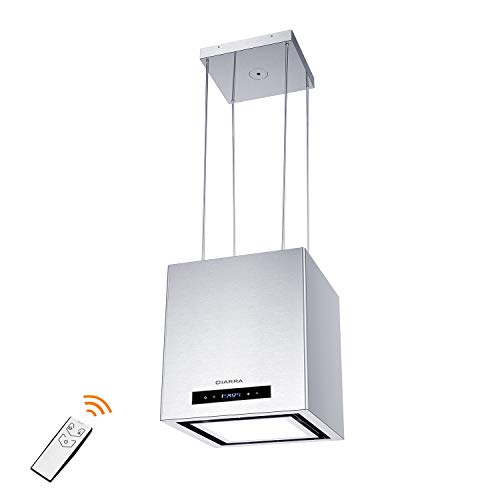 CIARRA Dunstabzugshaube Inselhauben Insel-Dunstabzugshaube Laterne Infrarot-Fernsteuerung/Zeiteinstellung/40 cm 550 m³/h Edelstahl-LED-Anzeige Touch Control-Abzugshauben(Silber)