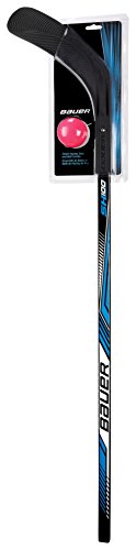 BAUER - Streethockey Sh100 Set inkl. Ball Junior I Straßenhockey I Rollerhockey I Eishockeytraining I Sport & Freizeit I austauschbares Blatt I Streethockeyschläger I Linkshänder -  43'/110 cm