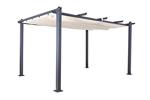 Jet-Line Pavillon Pergola Überdachung 'Luxor 4 x 3 m anthrazit-beige UV Beschattung Terrasse Garten Sonnenschutz Sonnendach Aluminium