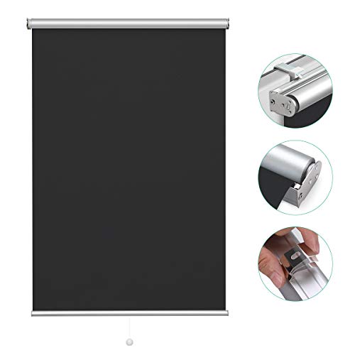 Verdunklungsrollo Thermo Rollo Klemmfix ohne Bohren Schnurlos verdunkelung Schwarz 100 * 180 cm Verdunklungsrollo Klemmrollo Hitzeschutzrollo Fensterrollo Seitenzugrollo Jalousien für Fenster und Tür