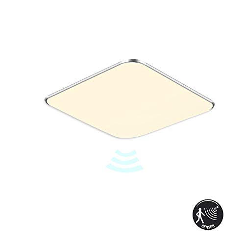MCTECH LED Deckenlampe mit Bewegungsmelder 24W Warmweiß Deckenleuchte LED 1680 Lumen Radar Sensorleuchte für Wohnzimmer Schlafzimmer Flur Bad, Quadrat 38 x 38 cm