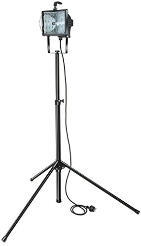 Brennenstuhl Halogenstrahler mit Stativ / stabiles Flutlicht ideal als Baustrahler (Außenstrahler IP54 geprüft, Kabellänge 2m, 400 Watt) Farbe: schwarz