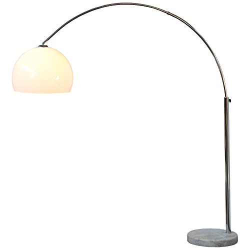Design Bogenlampe Late Lounge weiss 175-205 mit Marmorfuß