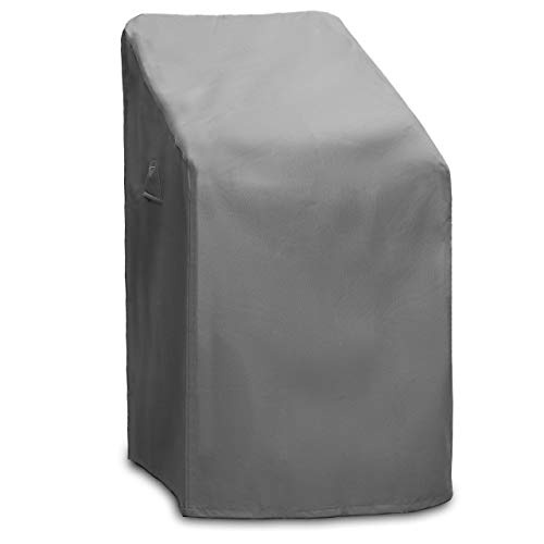 Groeneck - Abdeckung für Gartenstühle, Wasserdicht & Winterfest, Oxford 600D, Mit Zugkordel & Befestigungsclips, 70x70x125cm für bis zu 4 Stühle, grau