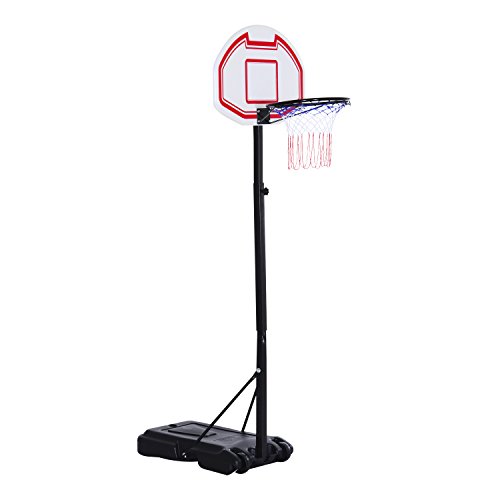 HOMCOM Kinder Basketballständer Basketballkorb Korbhöhe bis 210cm mit Rollen