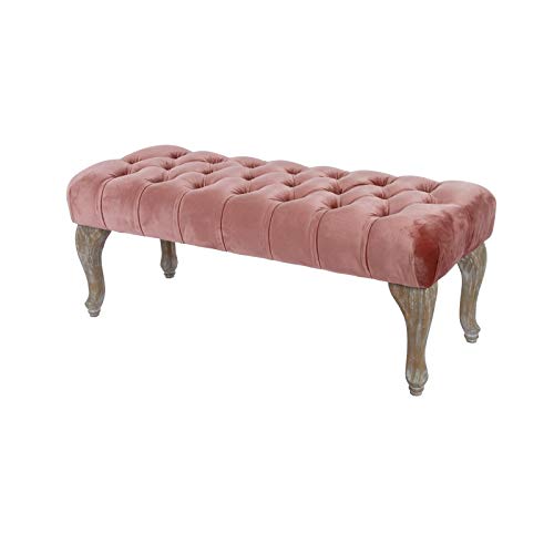 DESIGN DELIGHTS Elegante POLSTERBANK Charlotte | 100x40x42 cm, rosé, mit Knopfheftung, Holzfüße | gepolsterte Sitzbank