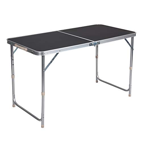 WOLTU Campingtisch Klapptisch Gartentisch Arbeitstisch Balkontisch höhenverstellbar Aluminium MDF Schwarz CPT8122sz