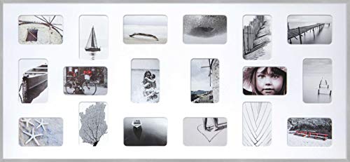 DEHA Aluminium Bilderrahmen Tribeca Collage, 109,2x49,5 cm - 18x 10x15 cm, Struktur Silber Matt