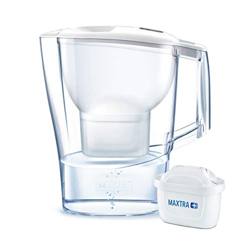 BRITA Wasserfilter Aluna weiß inkl. 1 MAXTRA+ Filterkartusche - robuster BRITA Filter zur Reduzierung von Kalk und Chlor und im Leitungswasser