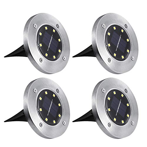 4er Solar Bodenleuchten Aussen Solarleuchte außen Garten Bodenleuchte Edelstahl Außenleuchte Wasserdicht Outdoor LED Solar Path Lights Garten Landschaft Beleuchtung für Yard Auffahrt Rasen Pathway