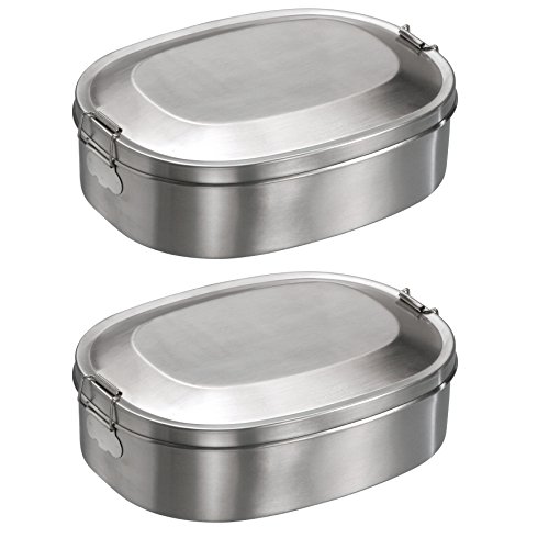 2x Mato Vesperbox 18,5x14,2cm Edelstahl Proviantdose Lunchbox Brotzeitdose Vesperdose Frühstücksbox Brotdose
