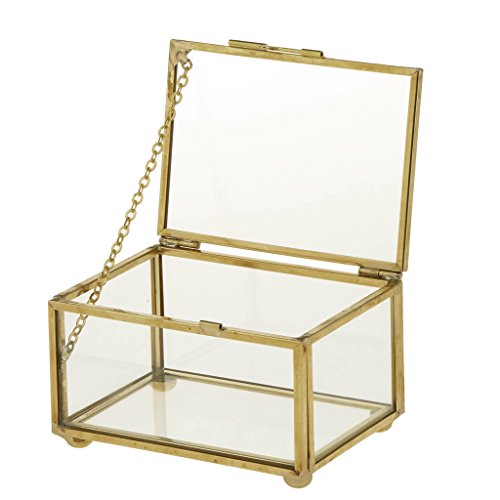 MagiDeal Geometrisches Glas Terrarium Box Schmuckschatulle Glas Sukkulente Pflanzgefäß Deko Rechteck Form - Kupfer, 10 x 7 x 6 cm