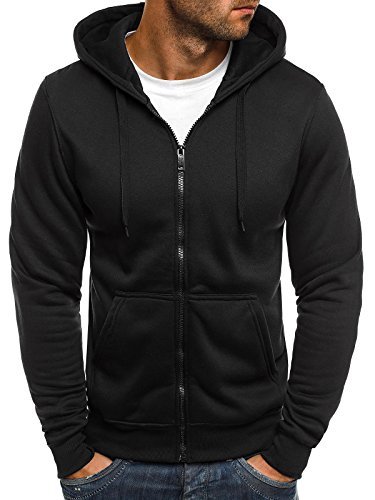 OZONEE Herren Sweatshirt Hoodie Sweatjacke Kapuzenpullover J.STYLE 2008 SCHWARZ L