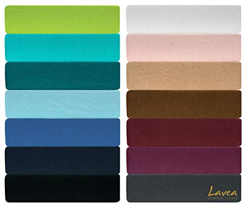 Lavea Jersey Spannbettlaken, Spannbetttuch, Serie LEA, 90x200cm | 100x200cm, Weiß, 100% gekämmte Baumwolle, hochwertige Verarbeitung, mit Gummizug und OekoTex100