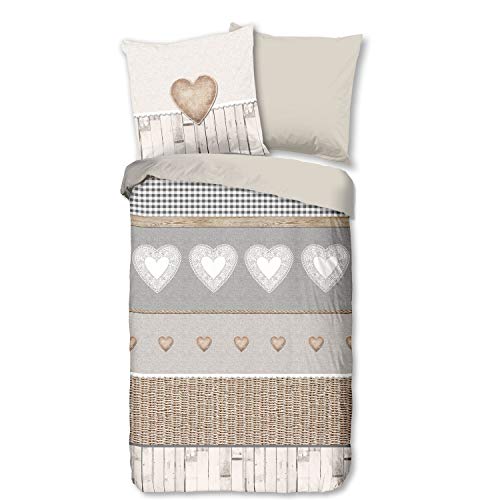 Good Morning Bettwäsche 6224 Chalet Sand Landhaus Flanell 135 cm x 200 cm