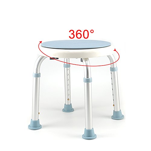 JUEYAN 150KG Badhocker für Dusche Duschhocker Höhenverstellbar Duschsitz Weiß Duschhilfe mit Sicherheitsgriff Anti-Rutsch 360° Drehbar