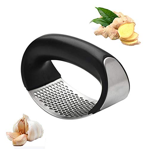 LZ Knoblauchpresse Edelstahl Rostfrei, Knoblauchschneider Spülmaschinenfest Küchenhelfer Ingwerpresse Garlic Press
