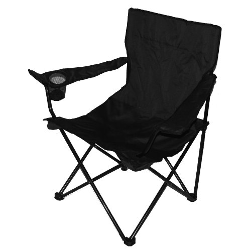 Anglersessel, Campingstuhl - klappbar mit Getränkehalter und Tragetasche - schwarz