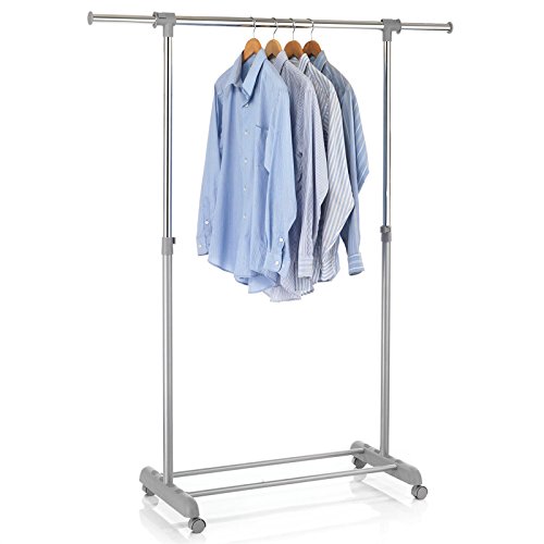 Rollgarderobe Garderobenwagen Roll Kleiderständer Garderobenständer Kleiderwagen SALA grau höhenverstellbar und ausziehbar