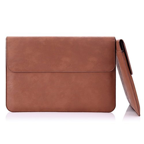 MoKo 10-11 Zoll Laptop / Tablet Hülle - PU Leder Tasche Schutzhülle Ledertasche Aktentasche Wallet Case Leather Sleeve mit Karten-Slot für Acer One 10.1' / ThinkPad 10 10.1' / Surface 3 10.8', Braun
