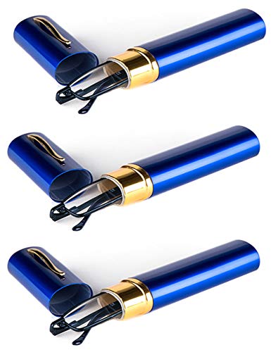 VEVESMUNDO Lesebrille Metall Klassische Scharnier Schmal Stil Brille Lesehilfe Augenoptik Vollrandbrille Mit Etui (3 Stück blau Lesebrillen, 2.0)