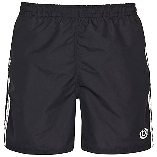 bugatti - moderne Herren Badeshort schwarz oder marineblau, mit weißen Streifen (XXXL, schwarz)