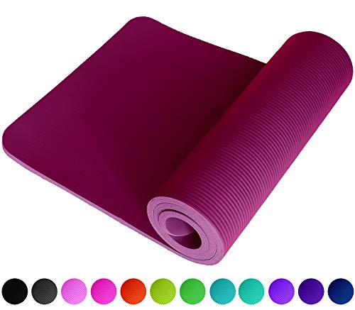Fitnessmatte Aubergine Bordeaux Dunkel Lila Violett Pflaume Fitness Gymnastik Sport Turnen Pilates 1,5 cm dick weich 183 x 61 Trageband rutschfest Yogamatte Gymnastikmatte Unterlage ReFit