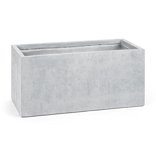 Blumfeldt Solidflor • Pflanztopf • Pflanzkübel • Pflanzgefäß • Innen- und Außeneinsatz • frostsicher • Beton-Optik • verstärkter Rand für hohe Stabilität • niedriges Gewicht • ca. 25.3 kg • hellgrau