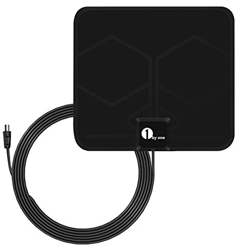 1byone HD 1080P Verstärkte Antenne Super-Flat DVB-T Zimmerantenne für DVB-T/DVB-T2 kompatible Fernseher Antenne