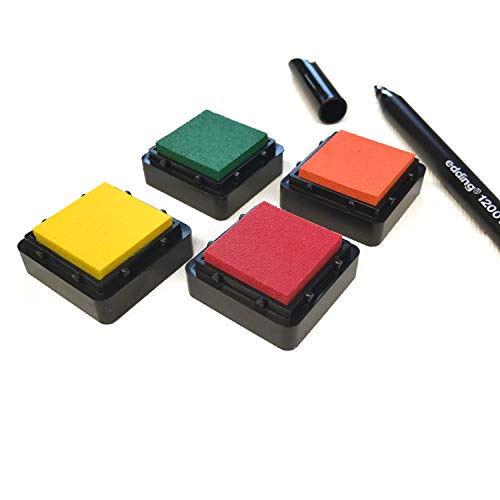 KATINGA Stempelkissen (6er Set) BUNT mit Stift für Fingerabdrücke, zum Basteln und zum kreativen Gestalten (6 Farben (rosa))