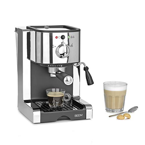 BEEM ESPRESSO PERFECT | Espresso-Siebträgermaschine mit Kapseleinsatz für Nespresso(*) Kapseln - 20 bar | BASIC SELECTION | Milchschaumdüse | Kaffeepulver, pads, kapseln